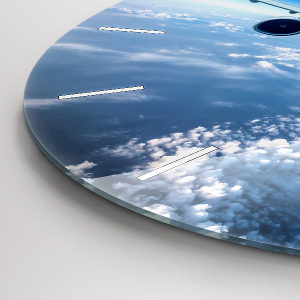Ceas rotund de perete din sticlă Cloud Plane