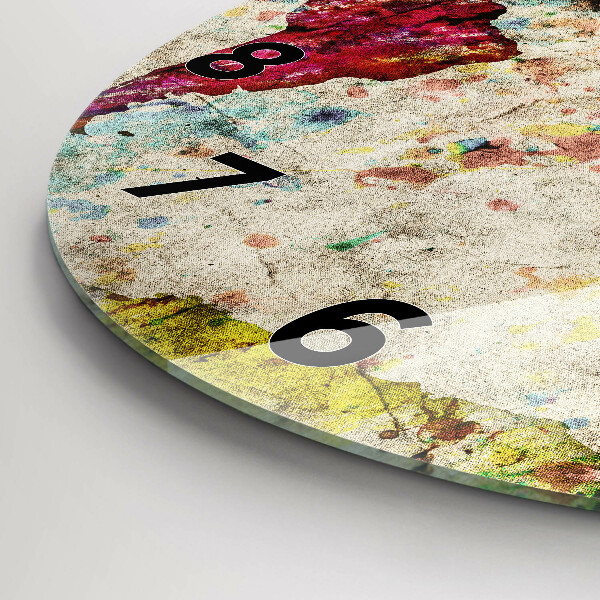 Ceas rotund de perete din sticlă Harta lumii colorate