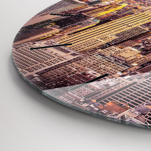 Ceas rotund de perete din sticlă Apus de soare New York