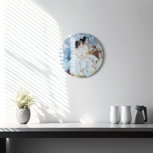 Ceas rotund de perete din sticlă Tinere balerine
