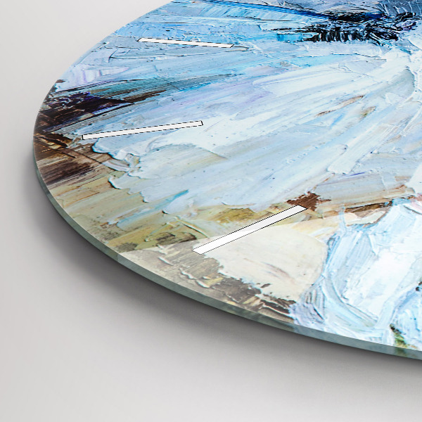 Ceas rotund de perete din sticlă Tinere balerine