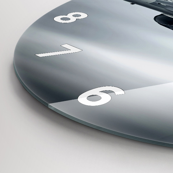 Ceas rotund de perete din sticlă Avion militar