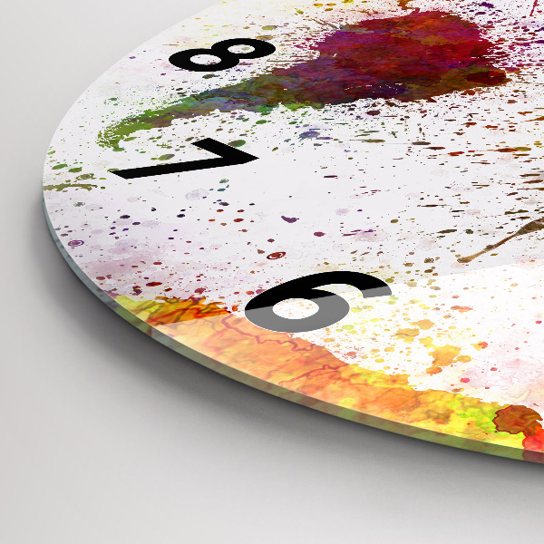 Ceas rotund de perete din sticlă Harta lumii acuarela