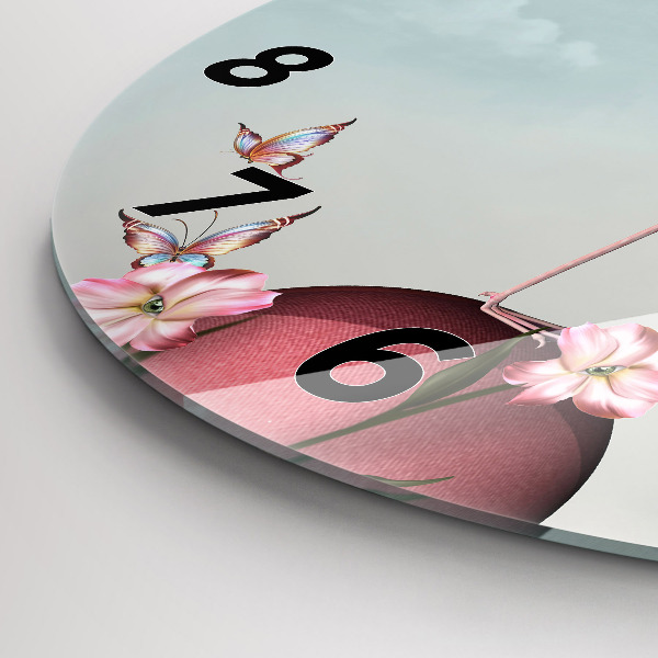 Ceas rotund de perete din sticlă Flamingo suprarealist