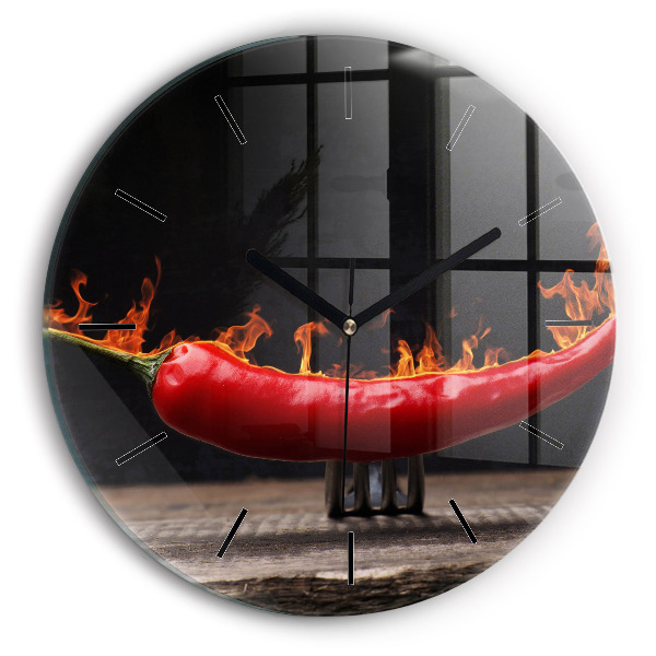 Ceas rotund de perete din sticlă Ardei pepperoni