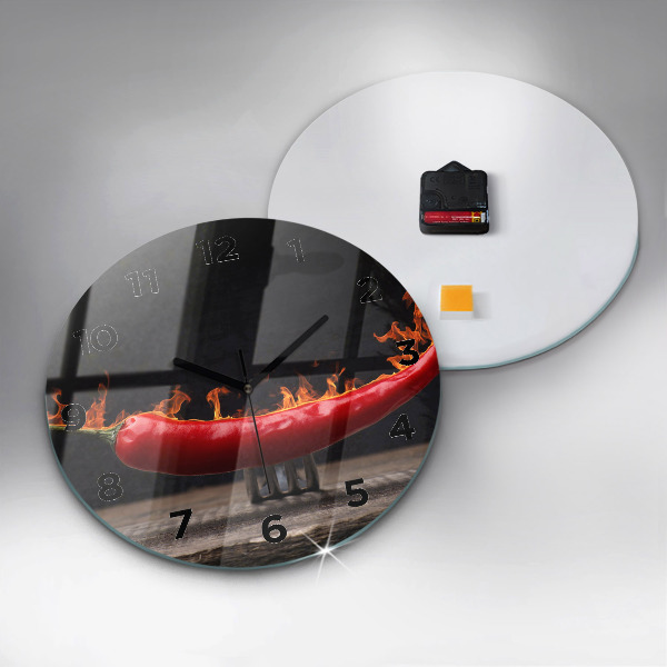 Ceas rotund de perete din sticlă Ardei pepperoni