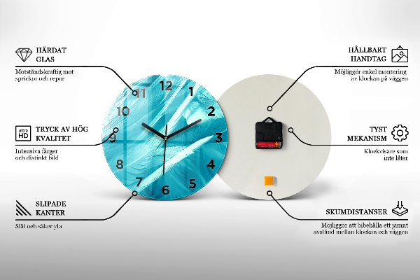 Ceas rotund de perete din sticlă Păsări albastre zburătoare