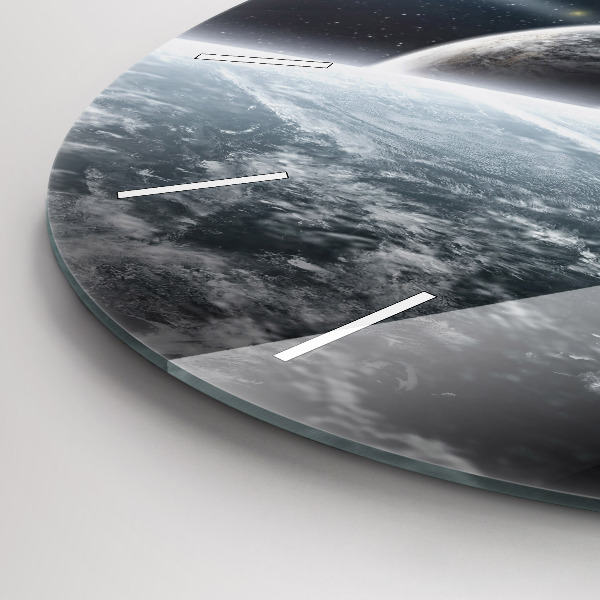 Ceas rotund de perete din sticlă Spațiul și planetele