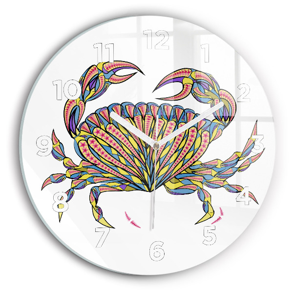 Ceas rotund de perete din sticlă Crab etnic