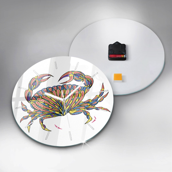 Ceas rotund de perete din sticlă Crab etnic