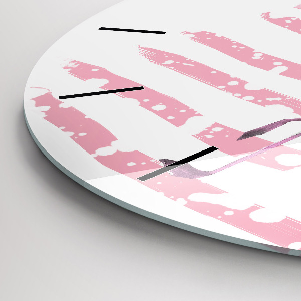 Ceas rotund de perete din sticlă Grafica Flamingo