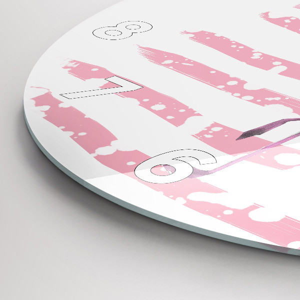Ceas rotund de perete din sticlă Grafica Flamingo