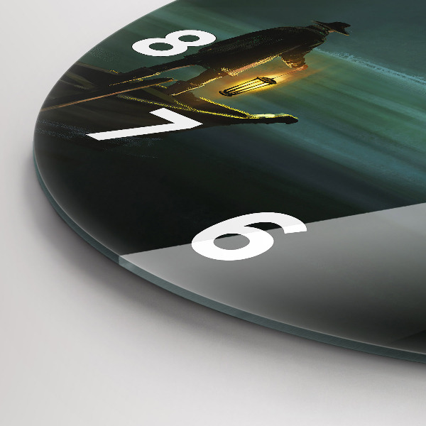 Ceas rotund de perete din sticlă Om și monstru în mlaștină