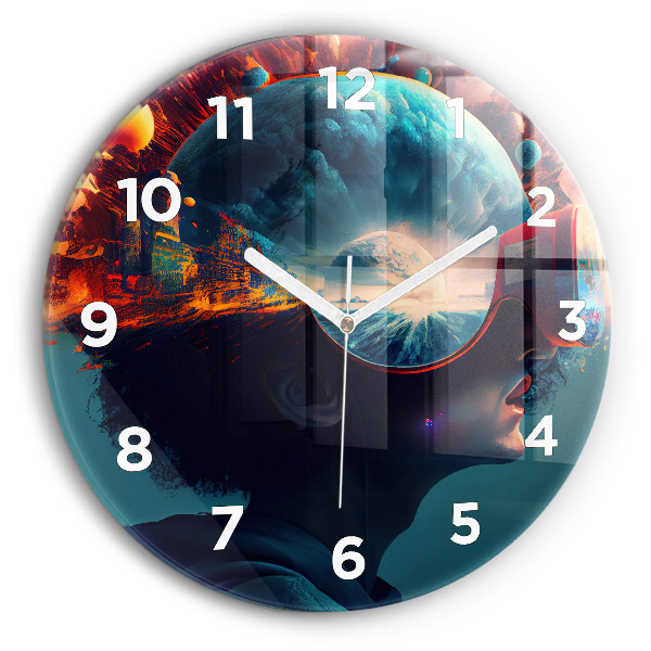 Ceas rotund de perete din sticlă Lumea futuristă