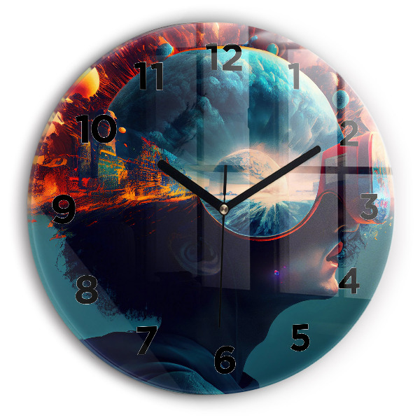 Ceas rotund de perete din sticlă Lumea futuristă