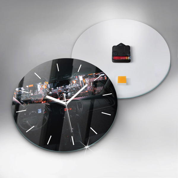 Ceas rotund de perete din sticlă Mașină în Tokyo