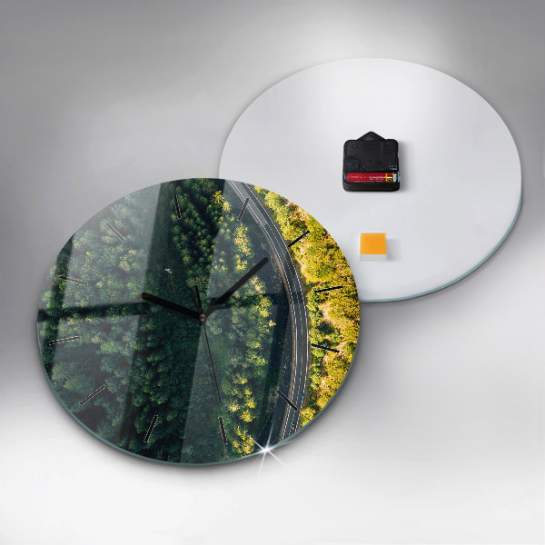 Ceas rotund de perete din sticlă Pădure din vedere de ochi de pasăre