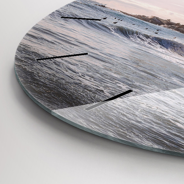 Ceas rotund de perete din sticlă Barcelona Surfer