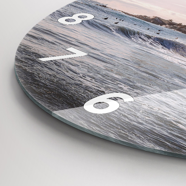 Ceas rotund de perete din sticlă Barcelona Surfer