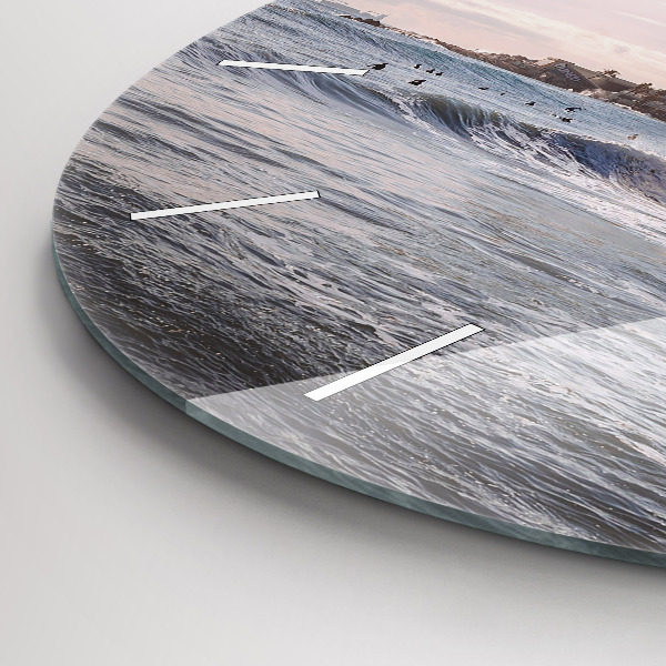 Ceas rotund de perete din sticlă Barcelona Surfer