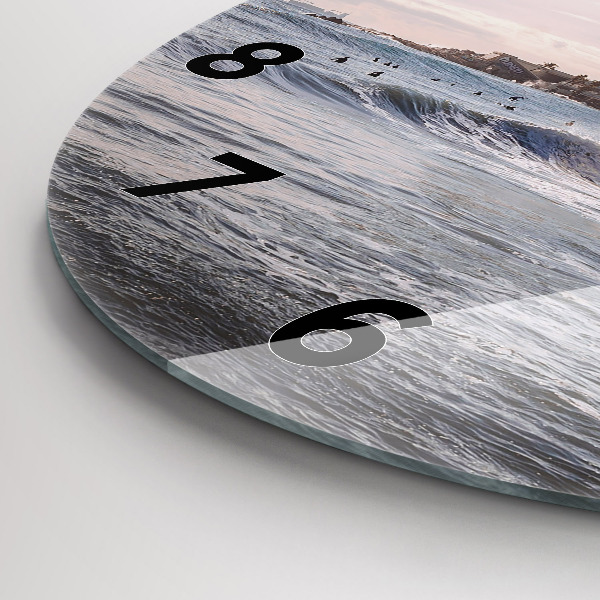 Ceas rotund de perete din sticlă Barcelona Surfer
