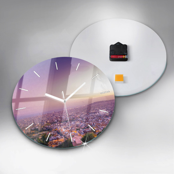 Ceas rotund de perete din sticlă Barcelona Bunkers El Carmel