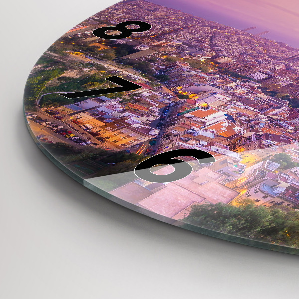 Ceas rotund de perete din sticlă Barcelona Bunkers El Carmel