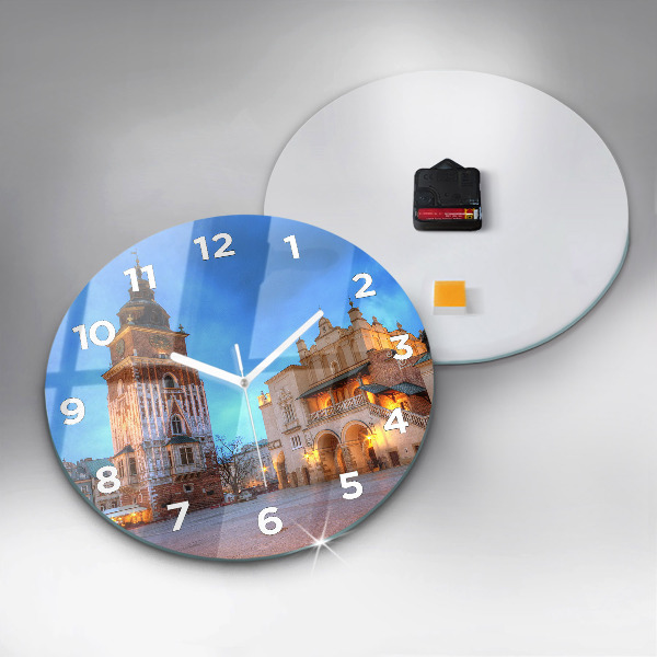 Ceas rotund de perete din sticlă Piața principală din Cracovia