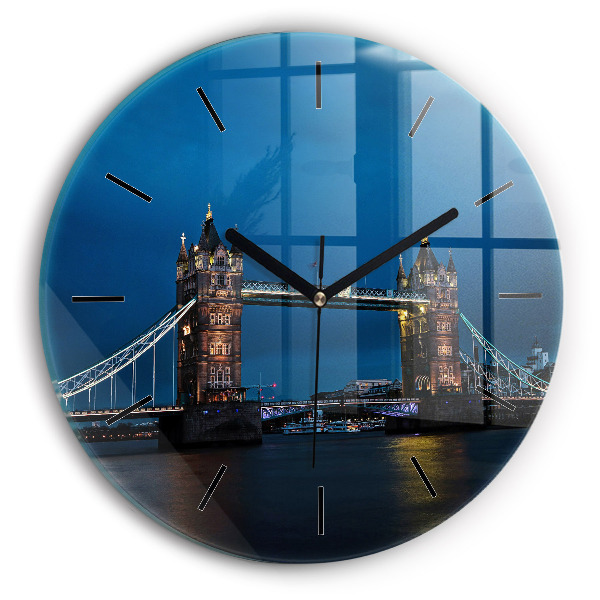 Ceas rotund de perete din sticlă Tower Bridge Londra noaptea
