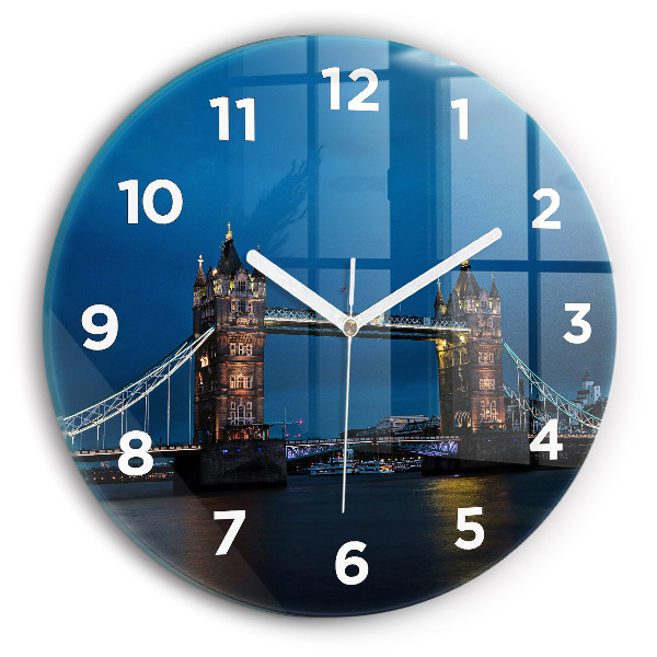 Ceas rotund de perete din sticlă Tower Bridge Londra noaptea
