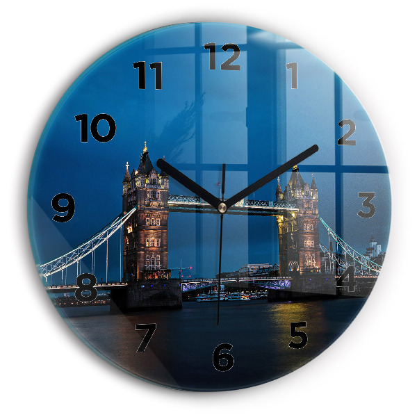 Ceas rotund de perete din sticlă Tower Bridge Londra noaptea