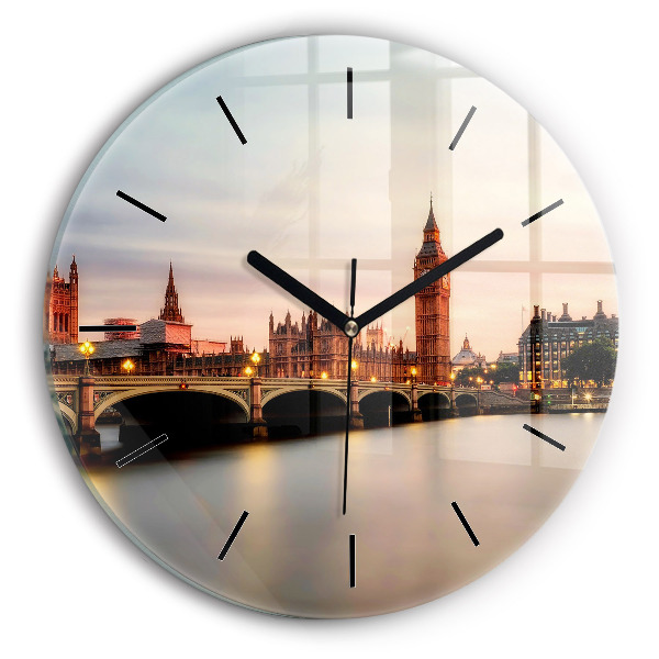 Ceas rotund de perete din sticlă Orizontul Big Ben a Londrei
