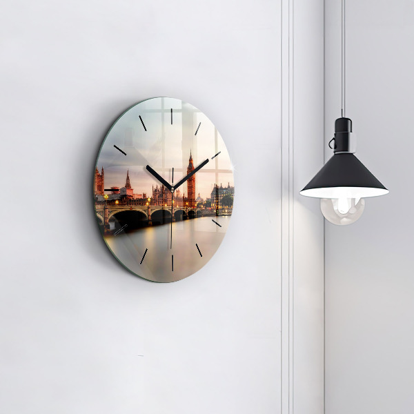 Ceas rotund de perete din sticlă Orizontul Big Ben a Londrei