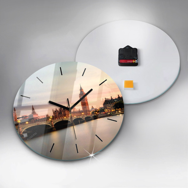 Ceas rotund de perete din sticlă Orizontul Big Ben a Londrei