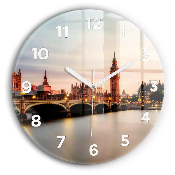 Ceas rotund de perete din sticlă Orizontul Big Ben a Londrei