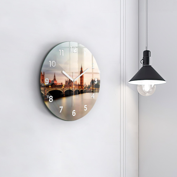Ceas rotund de perete din sticlă Orizontul Big Ben a Londrei