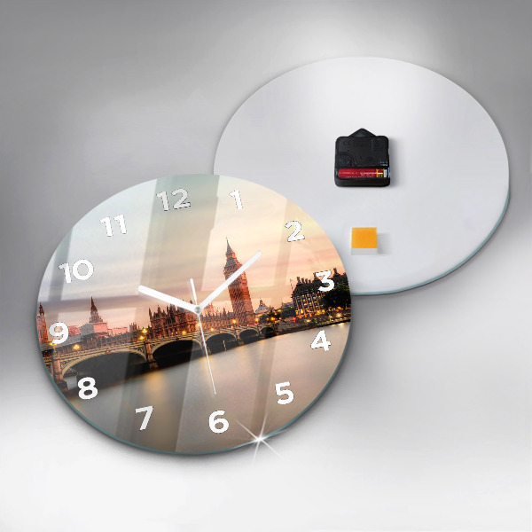 Ceas rotund de perete din sticlă Orizontul Big Ben a Londrei
