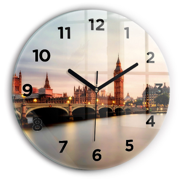 Ceas rotund de perete din sticlă Orizontul Big Ben a Londrei