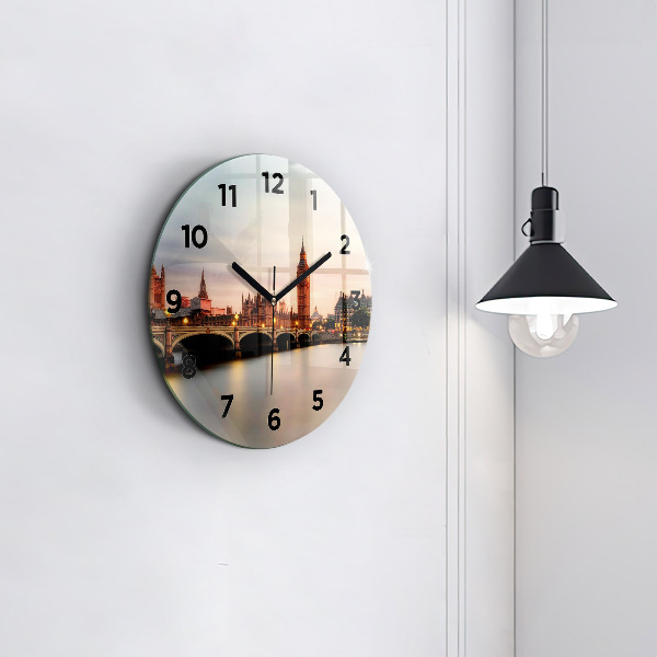 Ceas rotund de perete din sticlă Orizontul Big Ben a Londrei