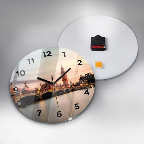 Ceas rotund de perete din sticlă Orizontul Big Ben a Londrei