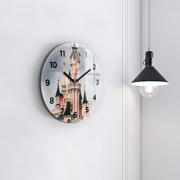 Ceas rotund de perete din sticlă Castelul Disneyland din Paris