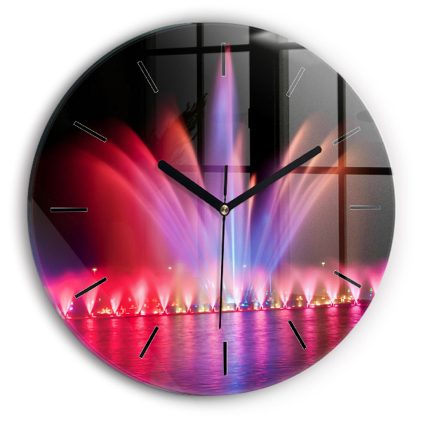 Ceas rotund de perete din sticlă Fântâna Wrocław noaptea