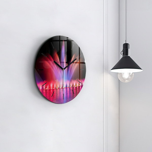 Ceas rotund de perete din sticlă Fântâna Wrocław noaptea
