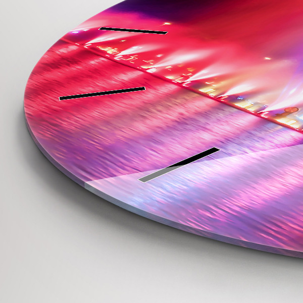 Ceas rotund de perete din sticlă Fântâna Wrocław noaptea