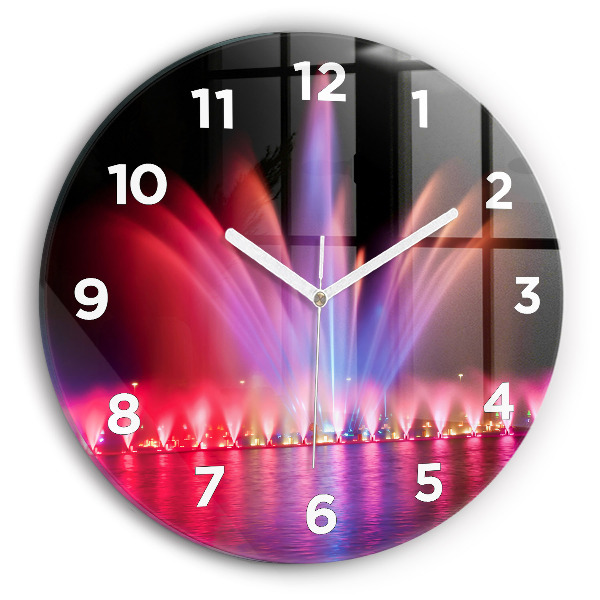 Ceas rotund de perete din sticlă Fântâna Wrocław noaptea