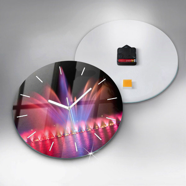 Ceas rotund de perete din sticlă Fântâna Wrocław noaptea