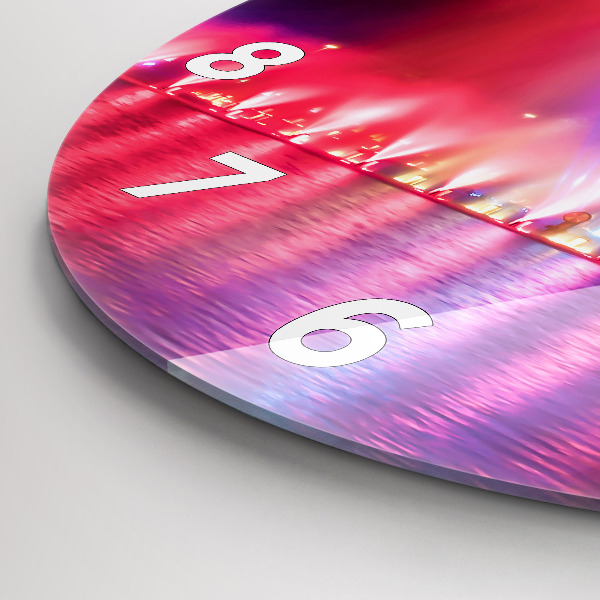 Ceas rotund de perete din sticlă Fântâna Wrocław noaptea