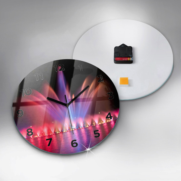 Ceas rotund de perete din sticlă Fântâna Wrocław noaptea