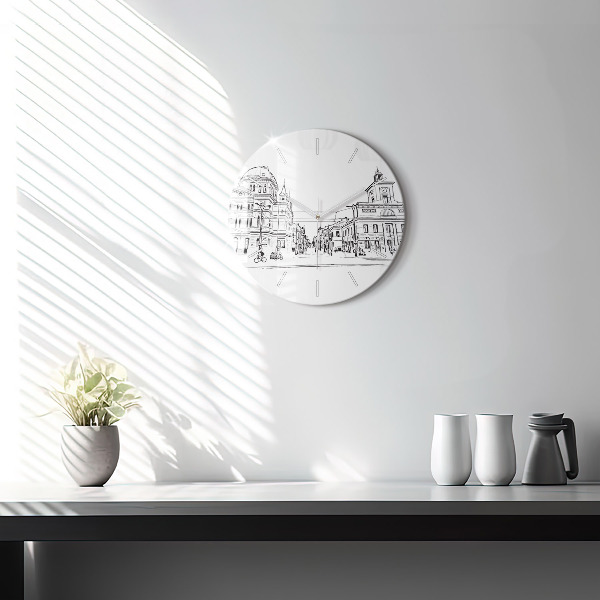 Ceas rotund de perete din sticlă Ilustrația orașului Poznań