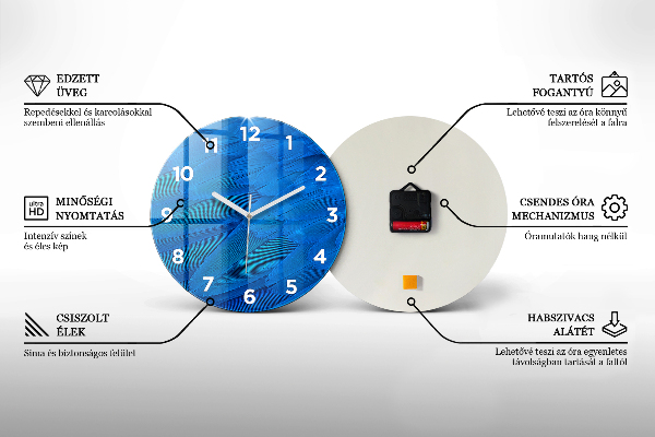 Ceas rotund de perete din sticlă Panorama arhitecturii Łódź